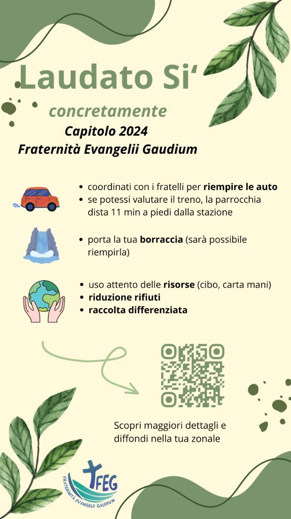 Attenzioni Laudato si’ per il Capitolo di Fraternità 2024